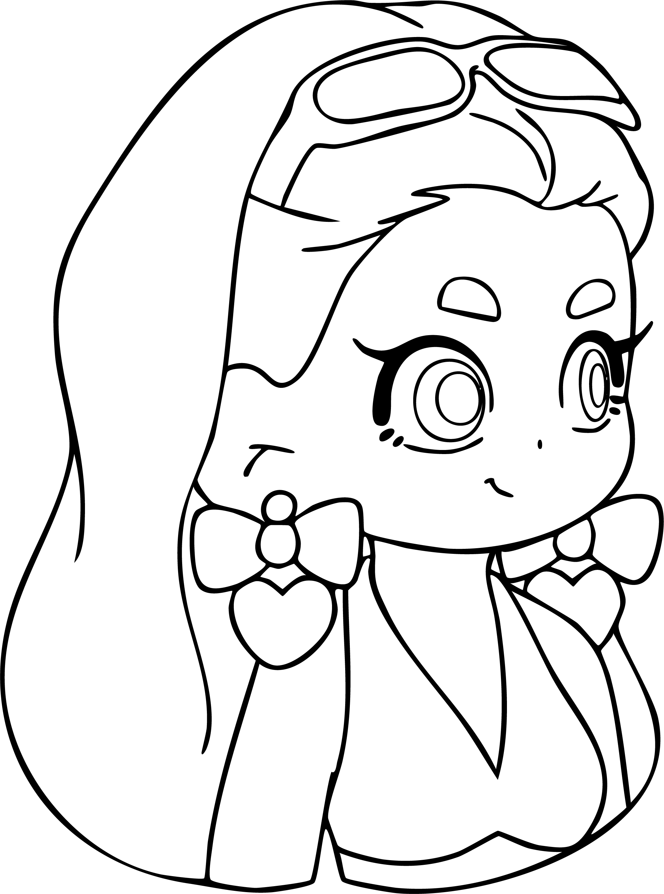 Barbie from Barbie coloring page. A close-up chibi portrait featuring sunglasses on her head and heart earrings.
