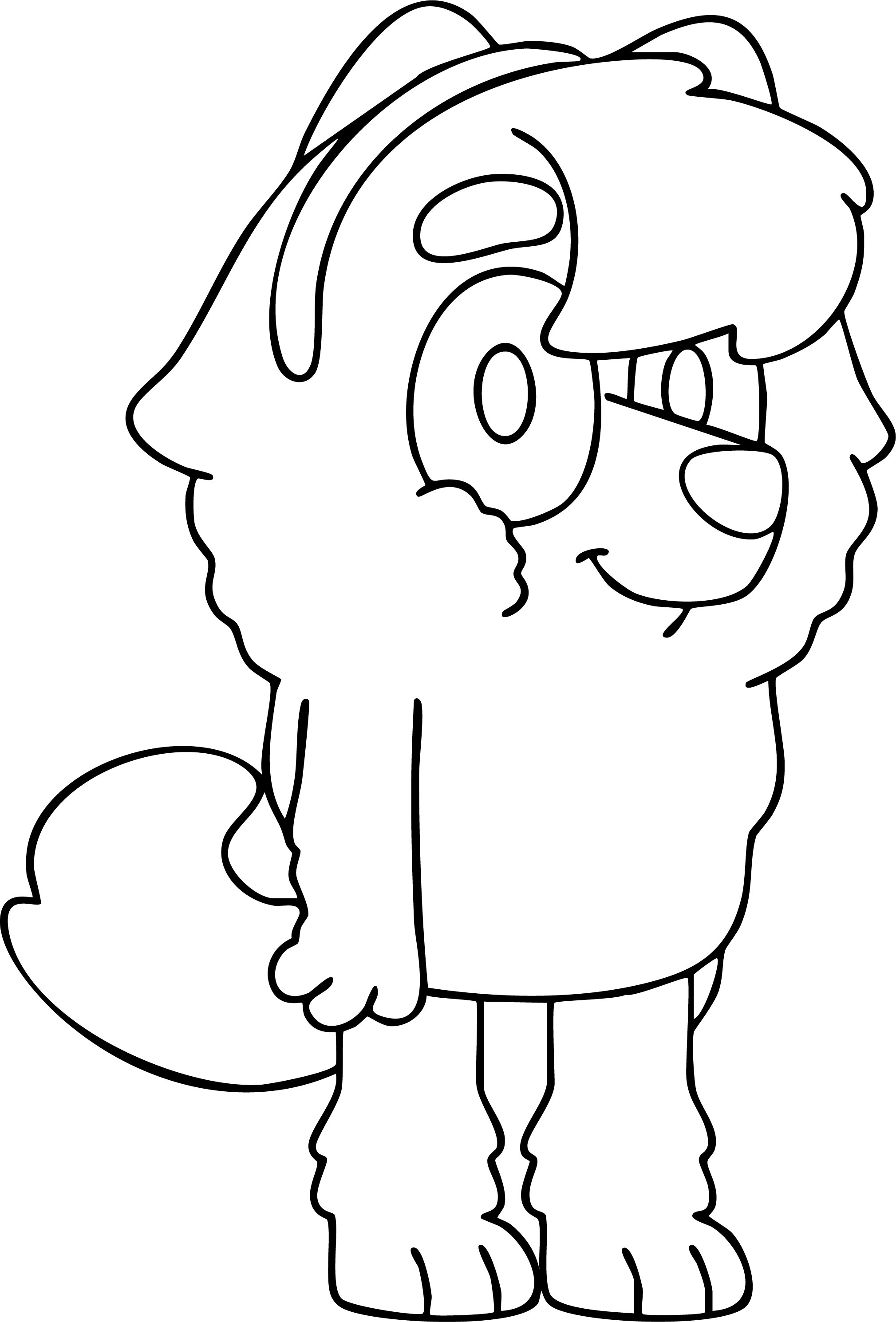 Jode from Bluey coloring page. Jode stands looking to the side with fluffy hair.
