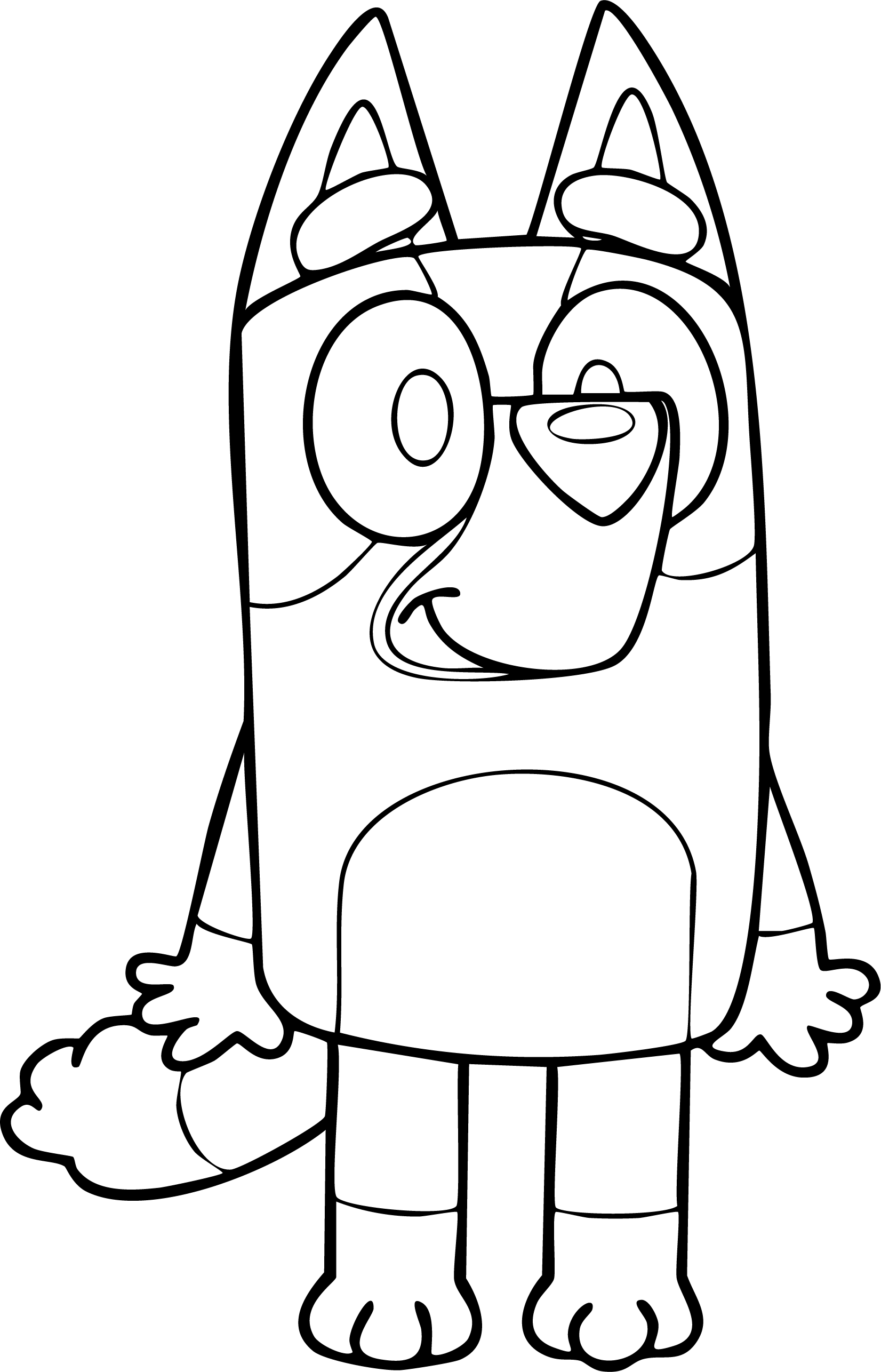 Rusty from Bluey coloring page. Standing happily with his mouth open as if talking.