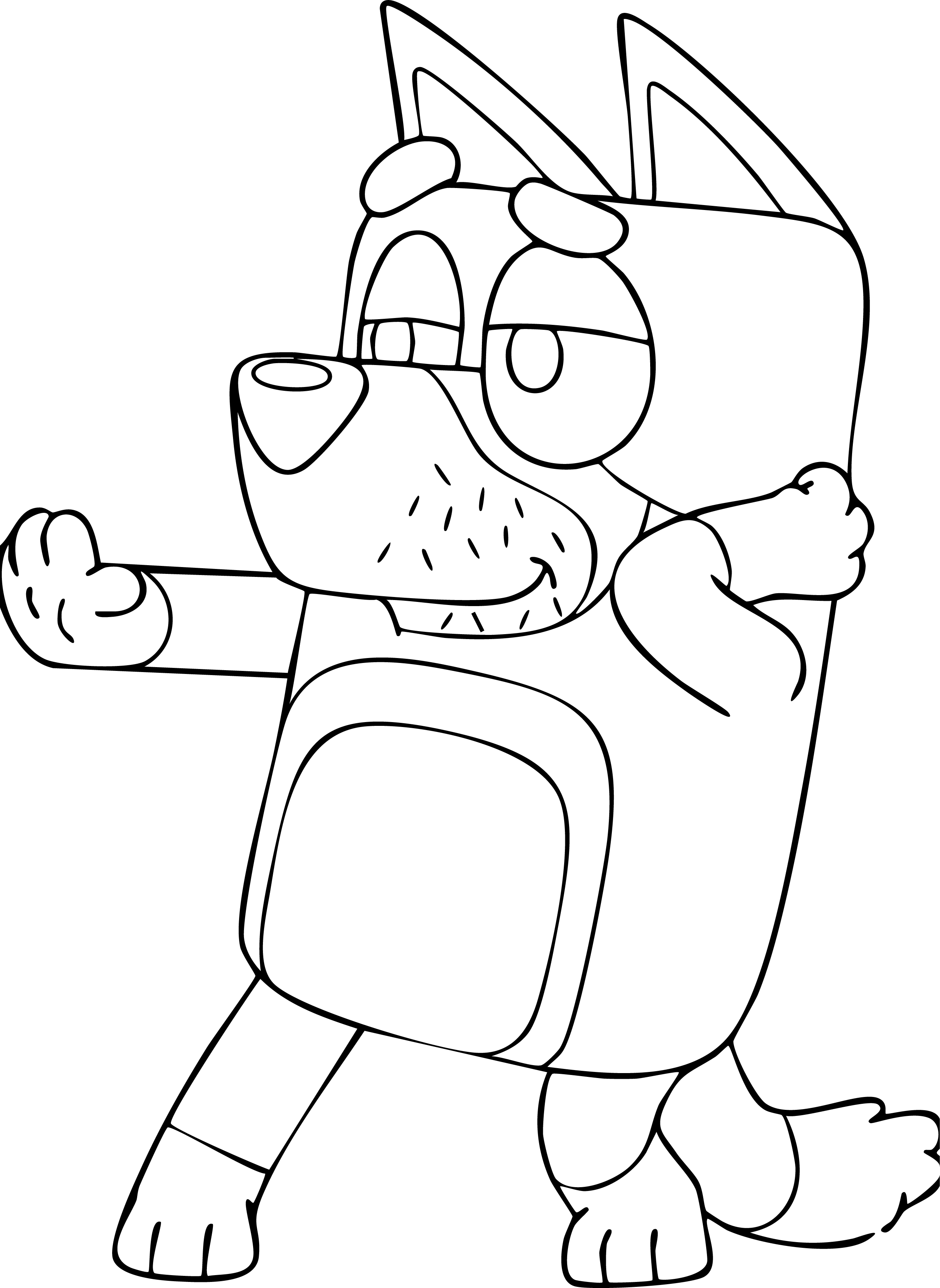 Bandit Heeler from Bluey coloring page. Posing with one hand out, serious expression, stubble visible.