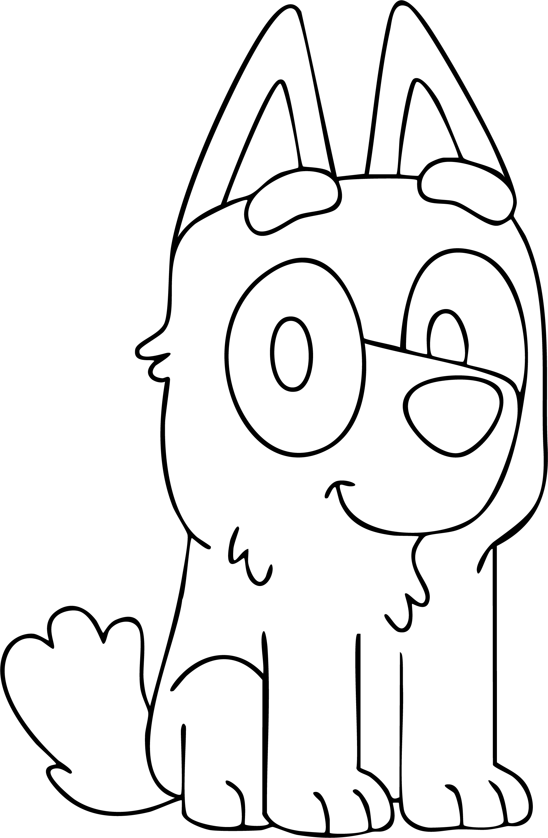 Socks from Bluey coloring page. Socks is sitting and looking ahead patiently.