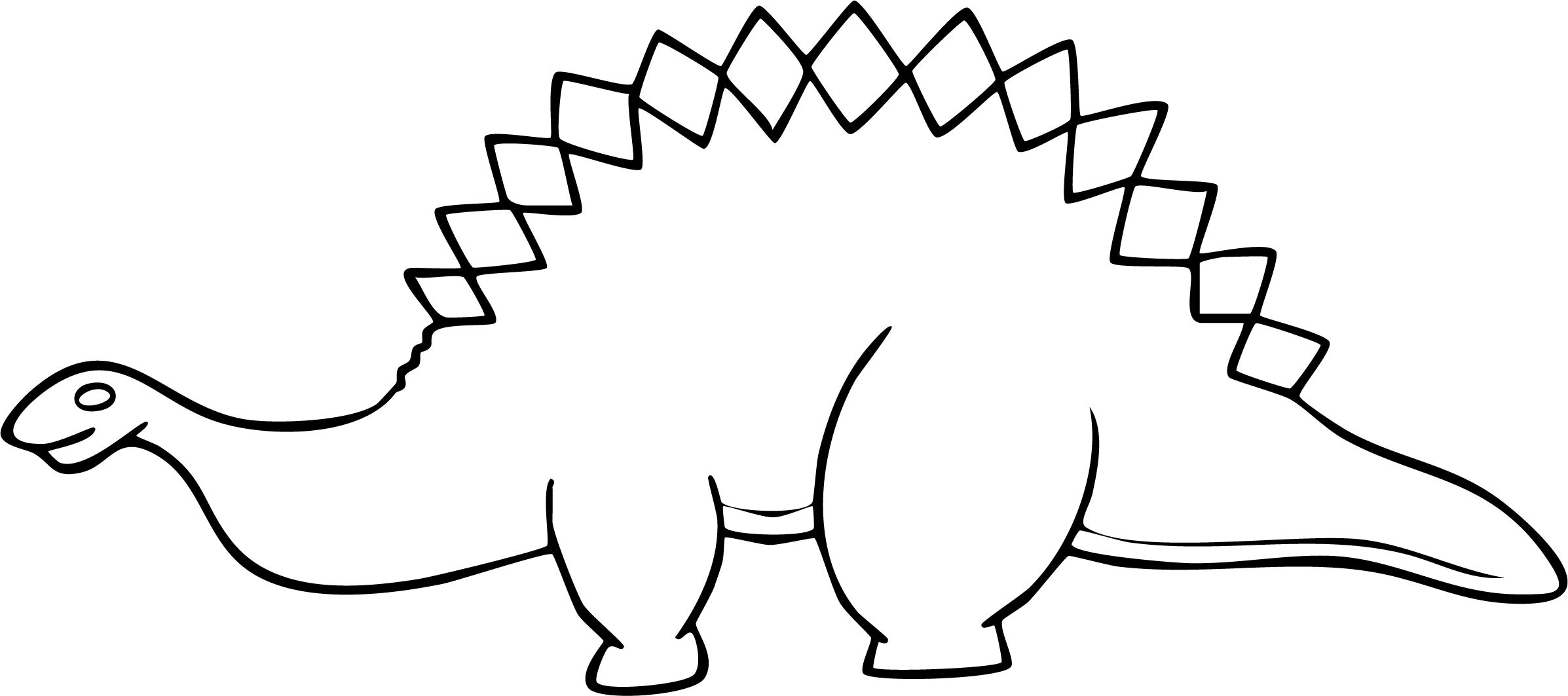 Stegosaurus from dinosaur coloring page. Minimalist cute style with long neck and diamond plates.