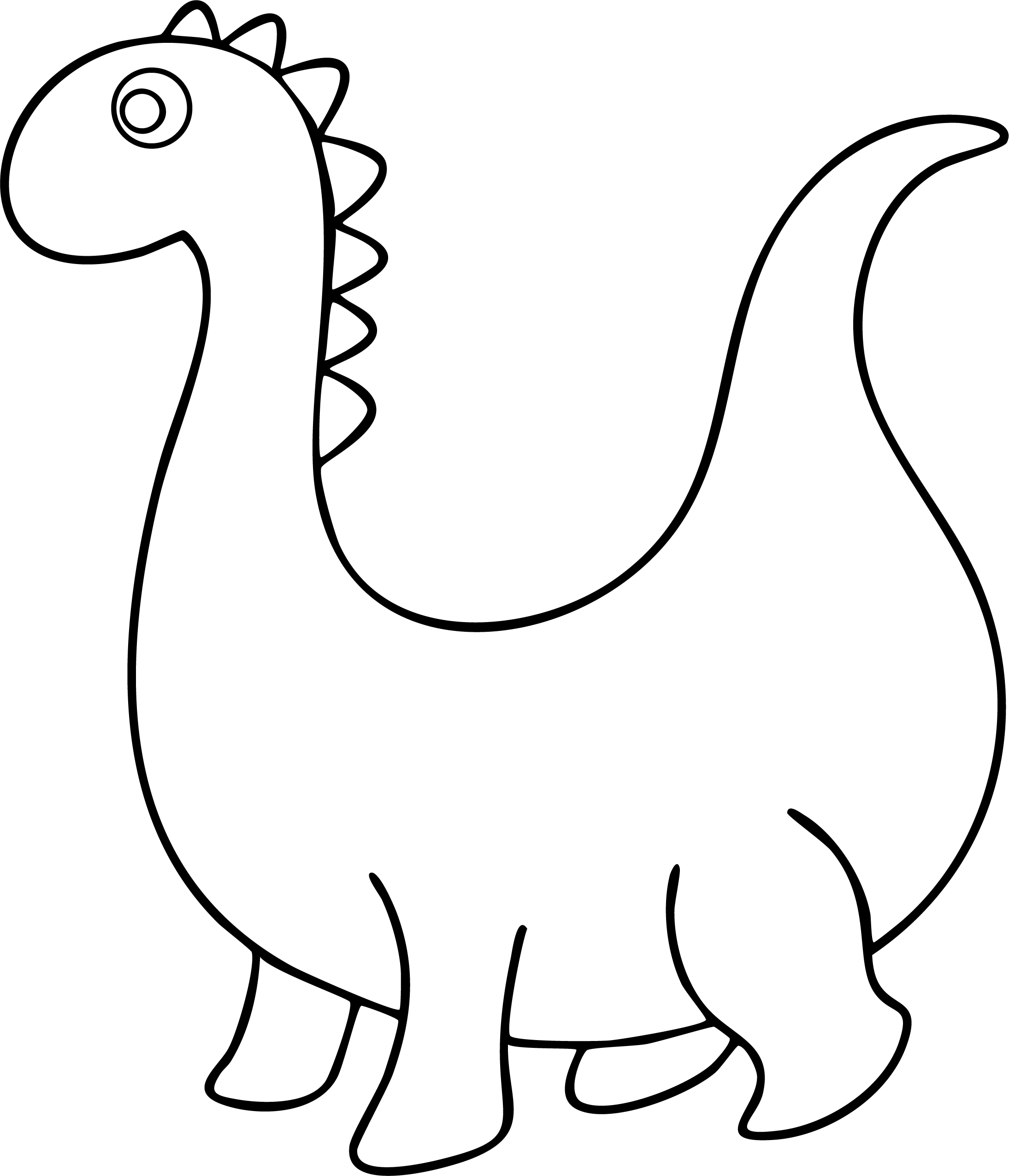 Brachiosaurus from dinosaur coloring page. A cartoon Brachiosaurus with a long neck and smiling face standing.