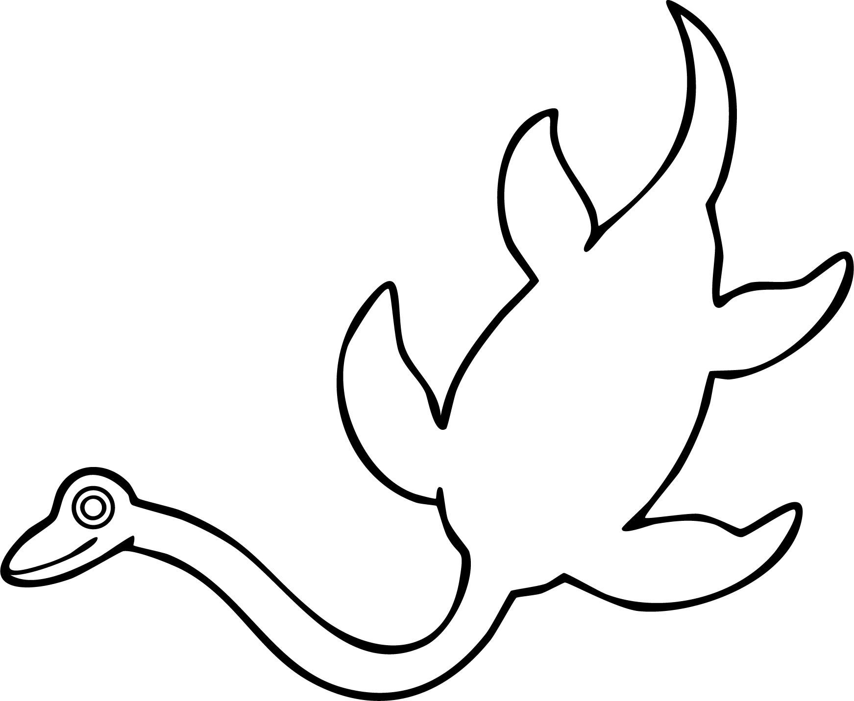 Plesiosaur from dinosaur coloring page. A long neck prehistoric marine reptile swimming with flippers.