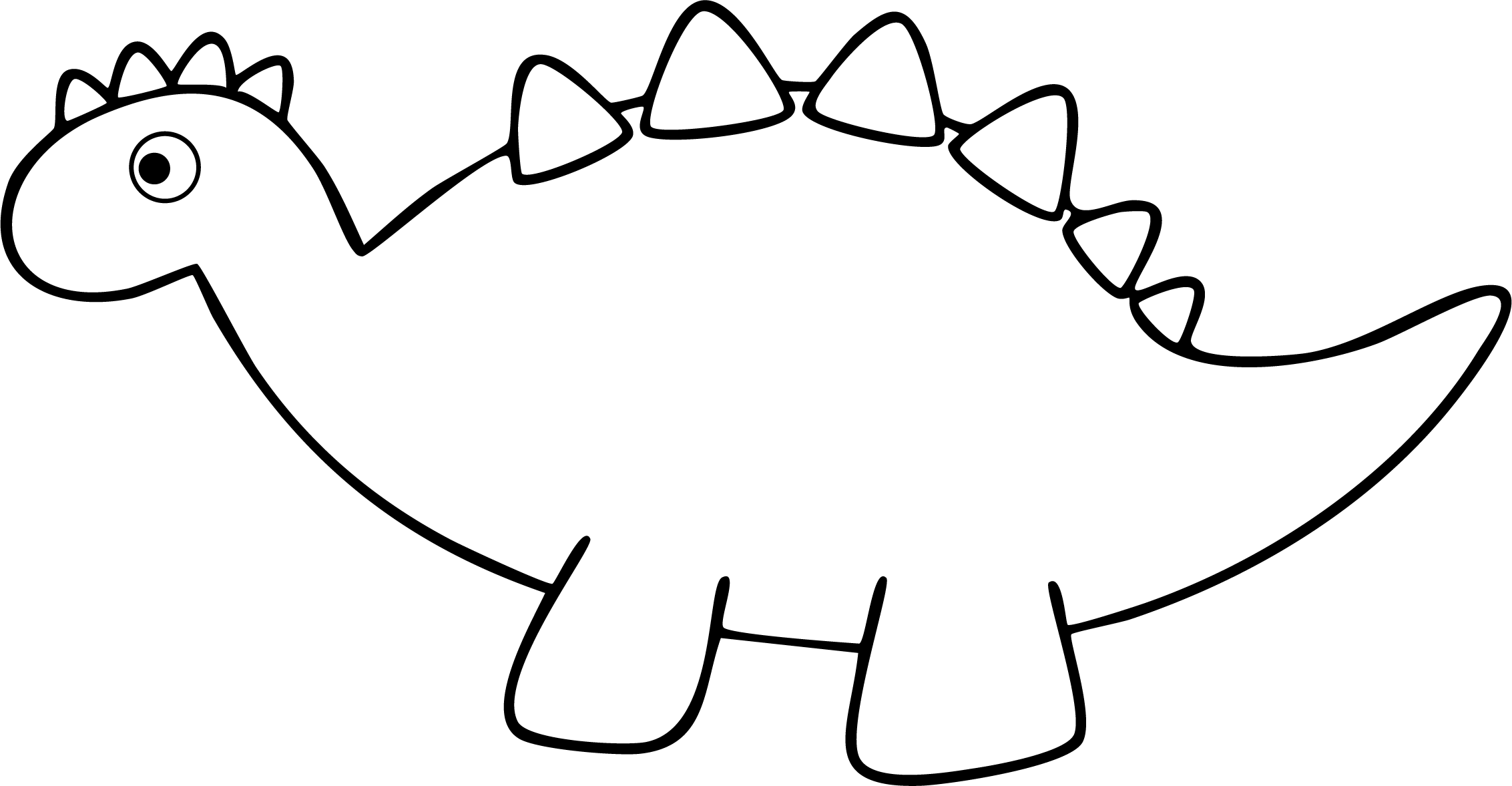 Stegosaurus from dinosaur coloring page. A cute cartoon Stegosaurus walking showing its back plates and tail spikes.