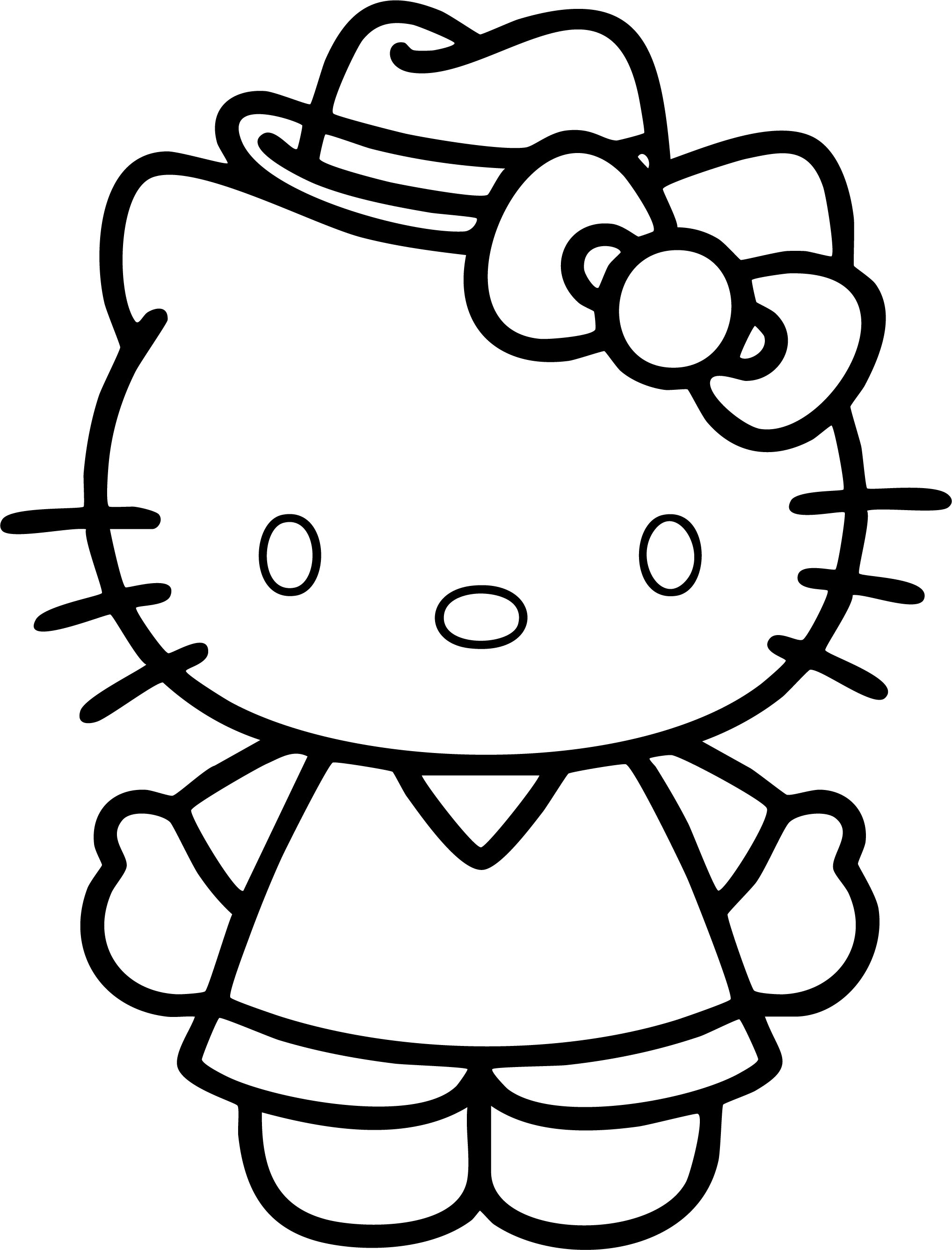 Hello Kitty from Hello Kitty coloring page. Standing and wearing a classic fedora hat.