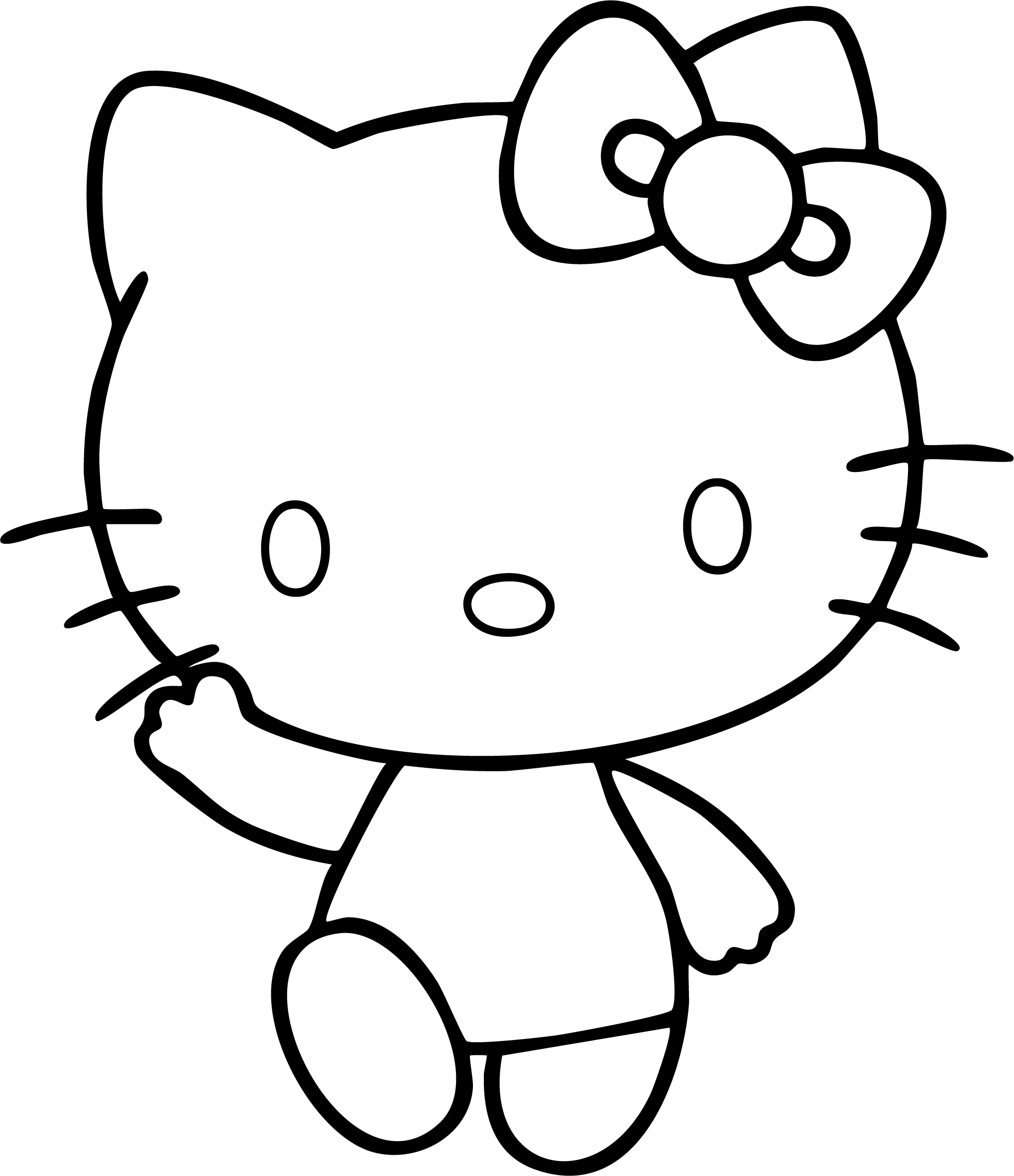 Hello Kitty from Hello Kitty coloring page. Walking forward with one arm raised up.
