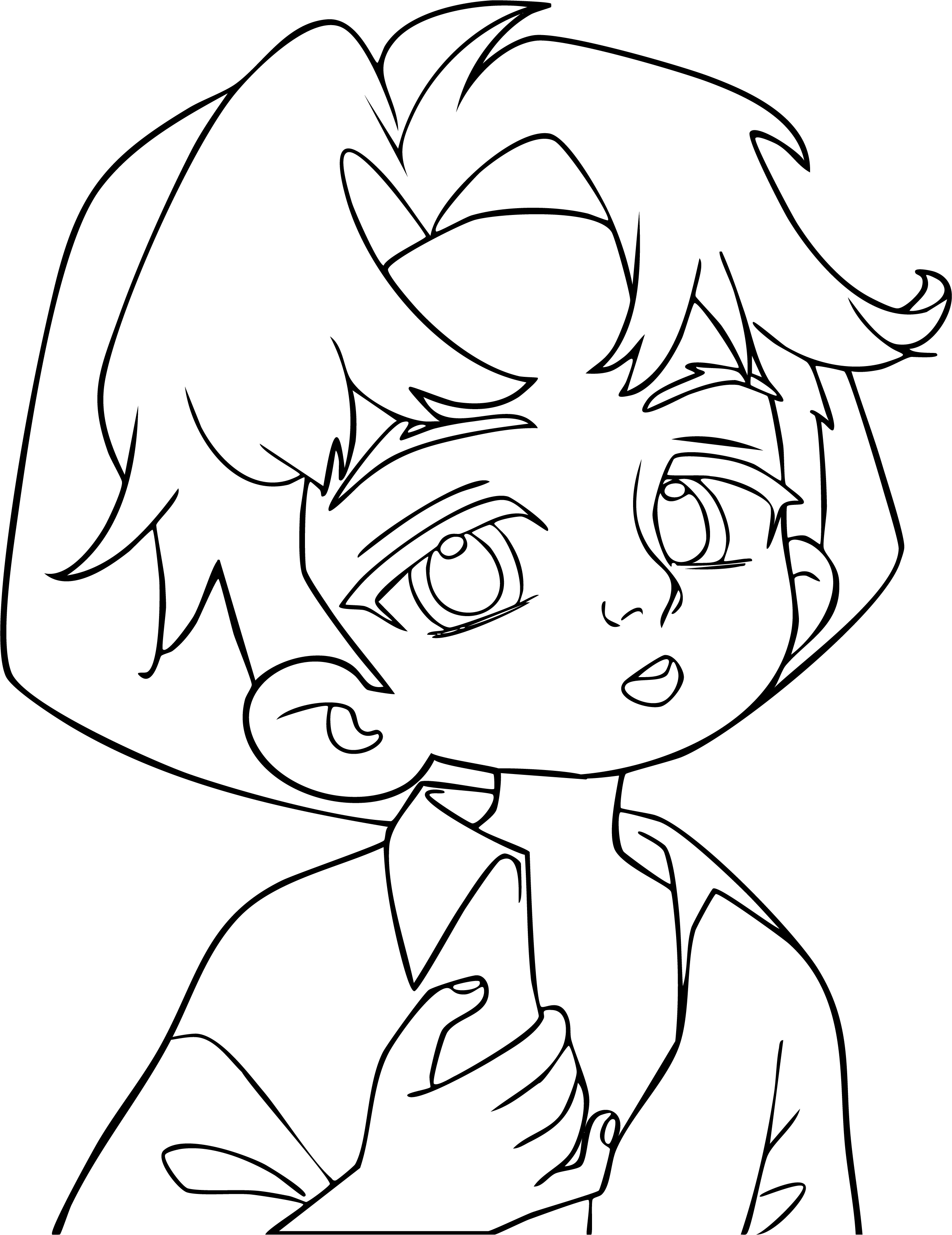 Abby from KPop Demon Hunters coloring page. Pink-haired boy in a tropical floral shirt with a coconut drink.