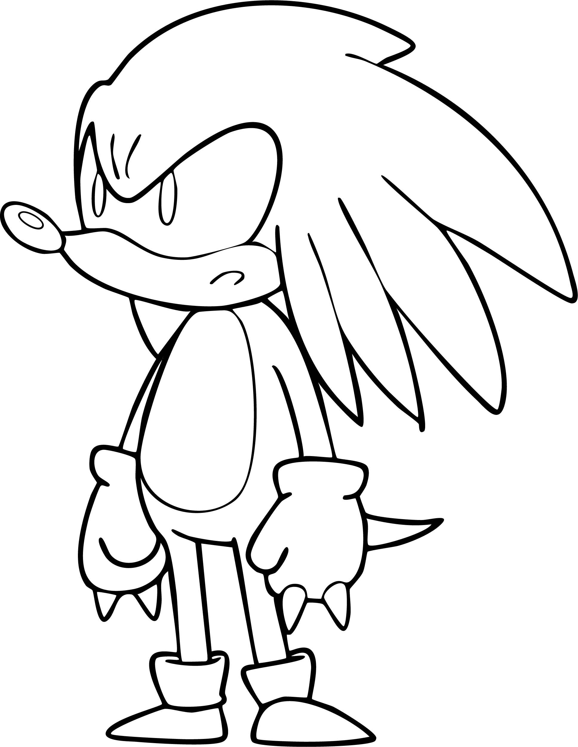 Knuckles from Sonic coloring page. Serious stance, clenching his spiked fists.